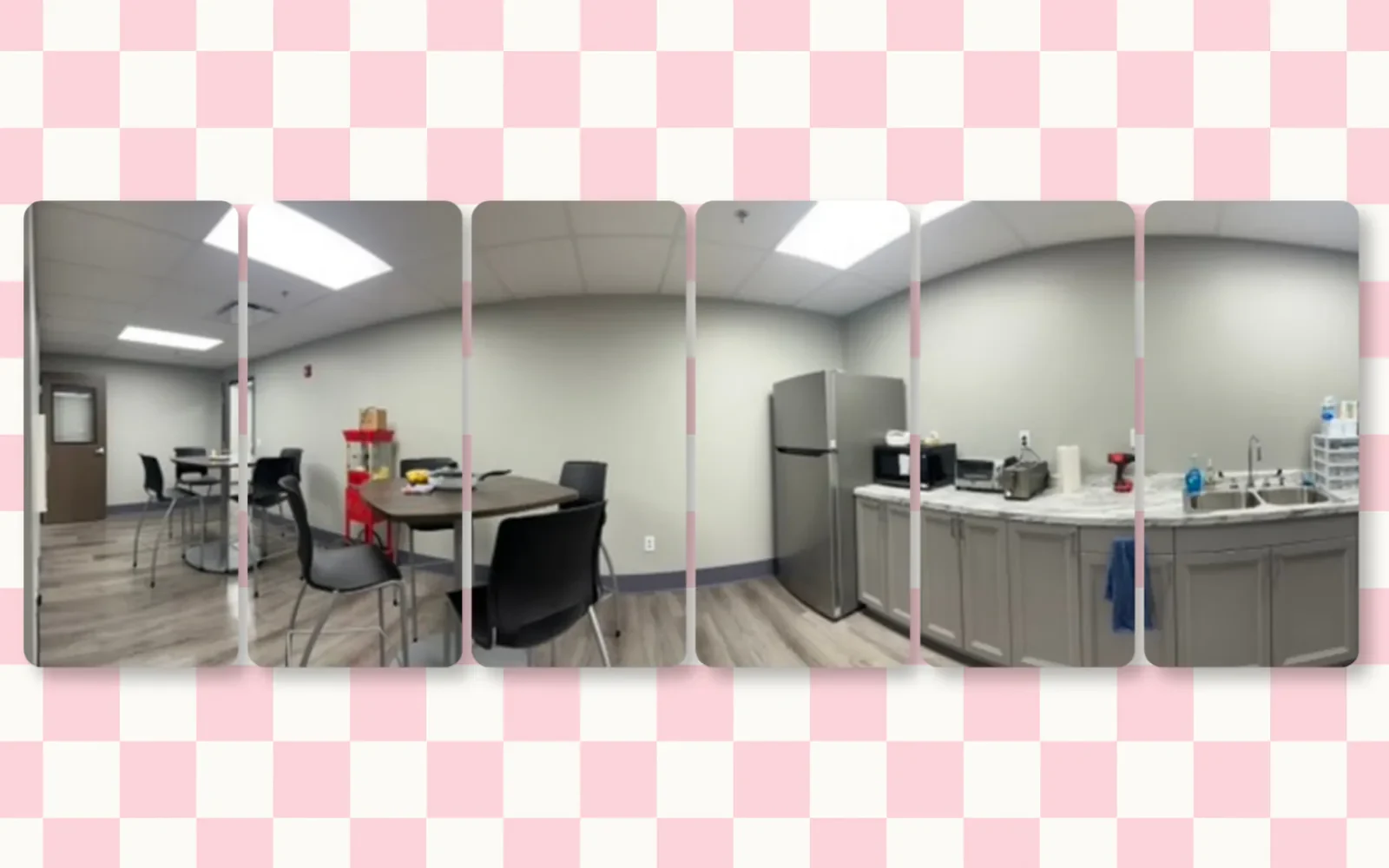Commercial training room with tables and chairs